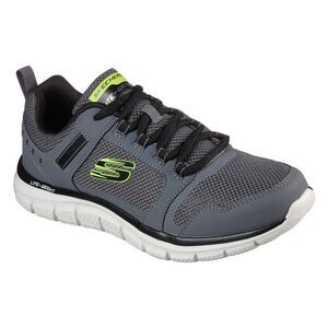 Skechers Mens Track Knockhill Action Leather Sneakers / Charcoal/Black